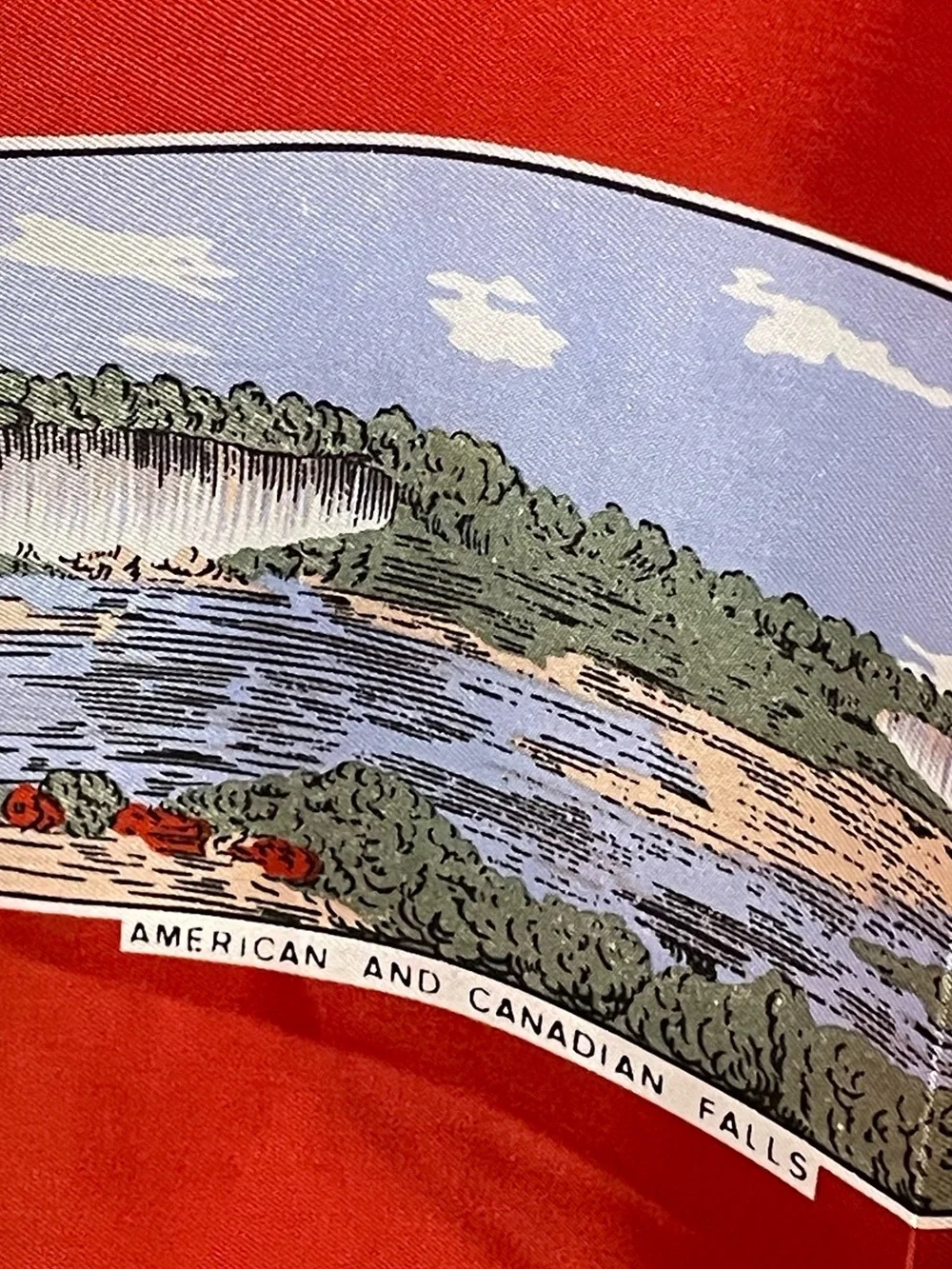 Rare Vintage Niagara Falls Souvenir Scarf 27 In Sq  Mint Unworn Condition